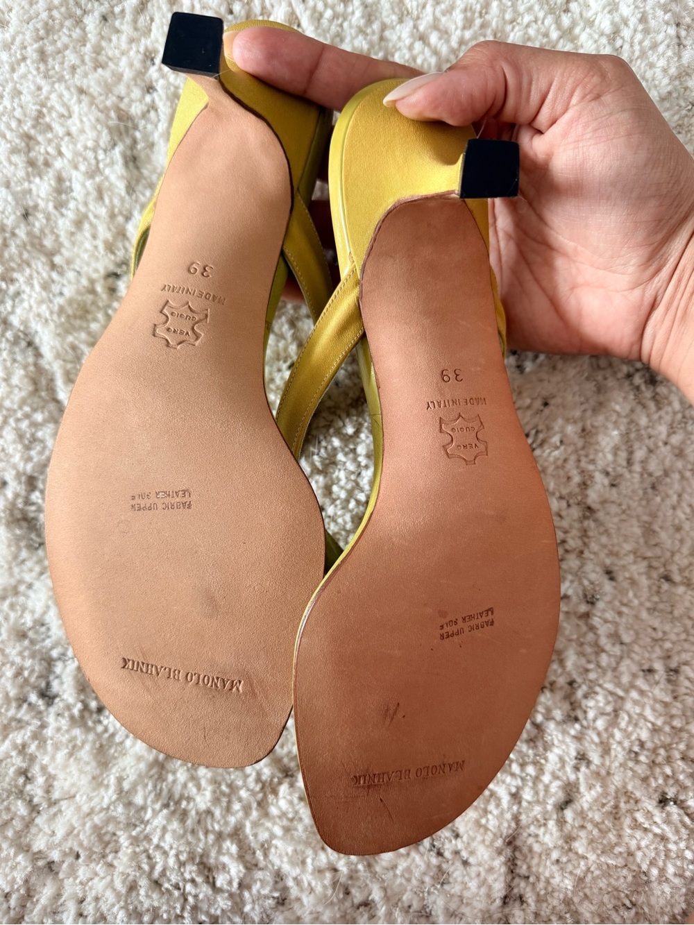 Manolo Blahnik Olive Green Embellished Sandals - Picture 2 of 4